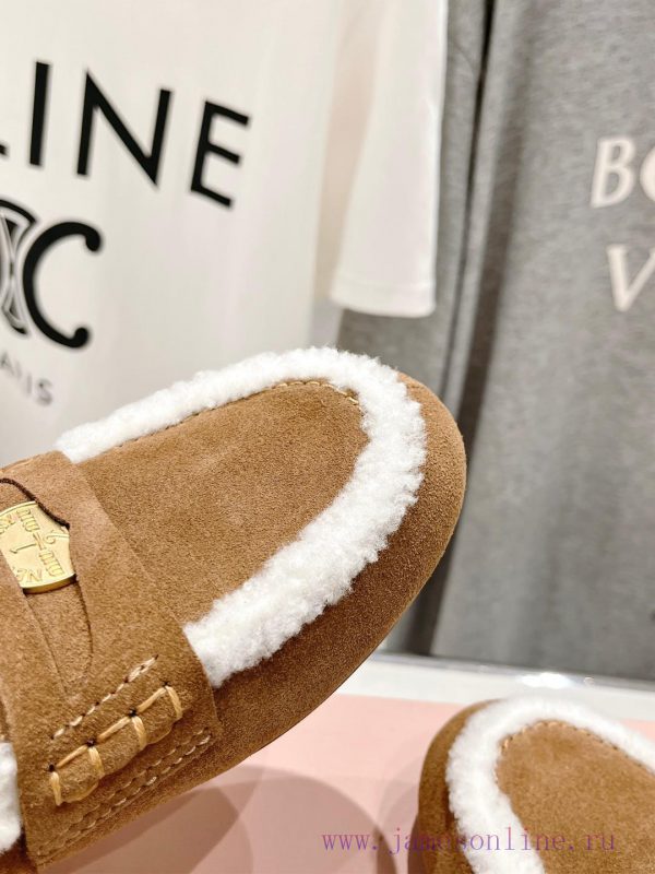 . MiuM * u/Miu * Miu 2024 Autumn/Winter Fashion Style Coin Driving Shoes with Mao Le Fu Shoe3rcj247m - Image 9
