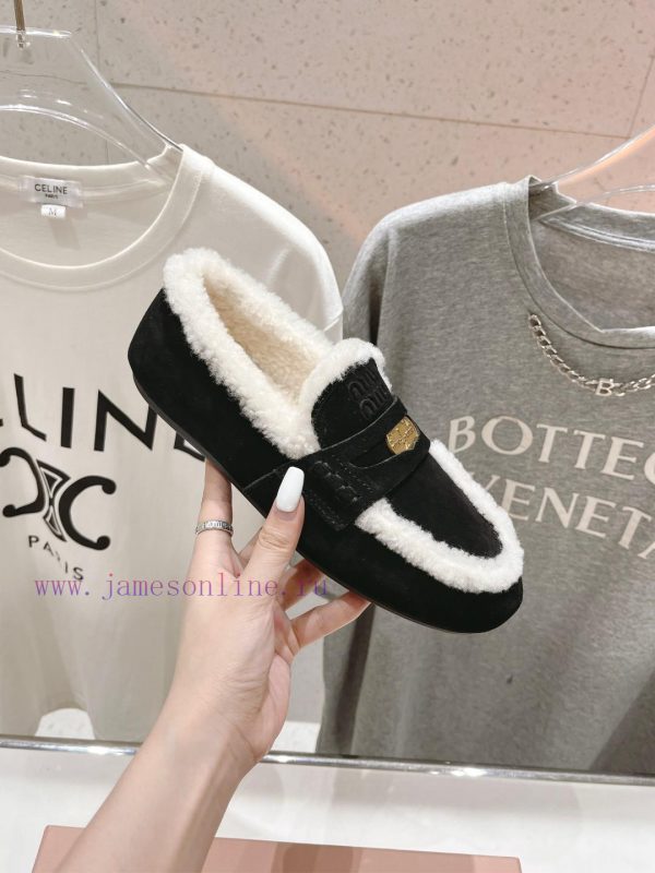 . MiuM * u/Miu * Miu 2024 Autumn/Winter Fashion Style Coin Driving Shoes with Mao Le Fu Shoeycg5b8ns - Image 6