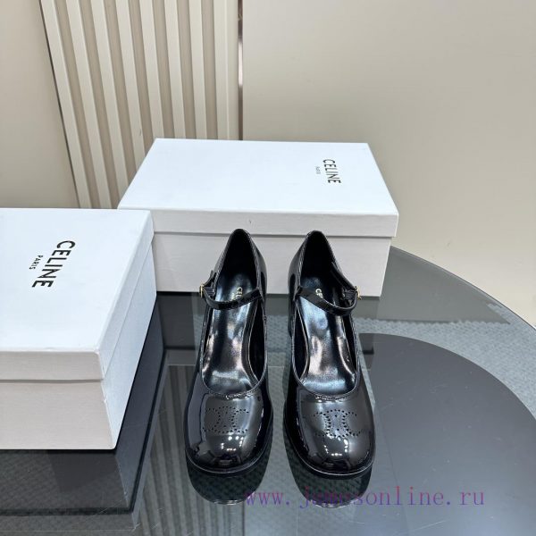 Top tierCeline * 2024 Autumn/Winter New High Heels Mary Jane Collection Single Shoes, Limitephivo4yo - Image 3