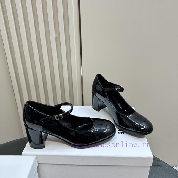 Top tierCeline * 2024 Autumn/Winter New High Heels Mary Jane Collection Single Shoes, Limitephivo4yo - Image 4
