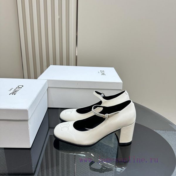 Top tierCeline * 2024 Autumn/Winter New High Heels Mary Jane Collection Single Shoes, Limite15f605qu