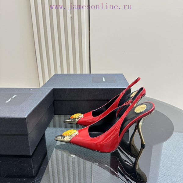 YSL Saint LaurentSS2024 New Product Metal Head Big Gemstone Elegant and Atmospheric High Heeponqvjip
