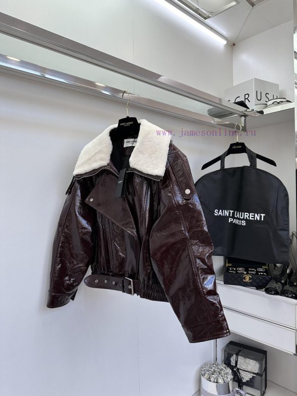 ━━━ ●YSL● ━━━━Beautiful slave fur integrated with imported lambskin and special lacquer leat 1iho1wpo - Image 4