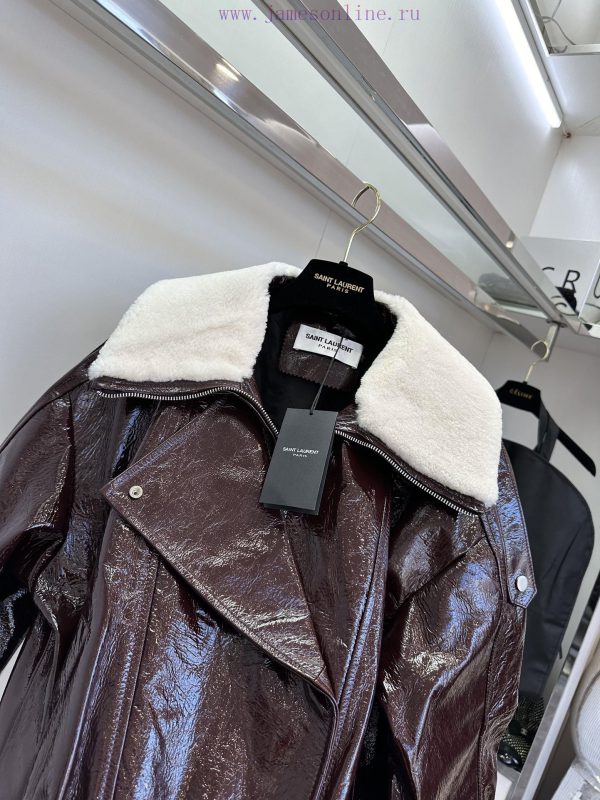 ━━━ ●YSL● ━━━━Beautiful slave fur integrated with imported lambskin and special lacquer leat 1iho1wpo - Image 5