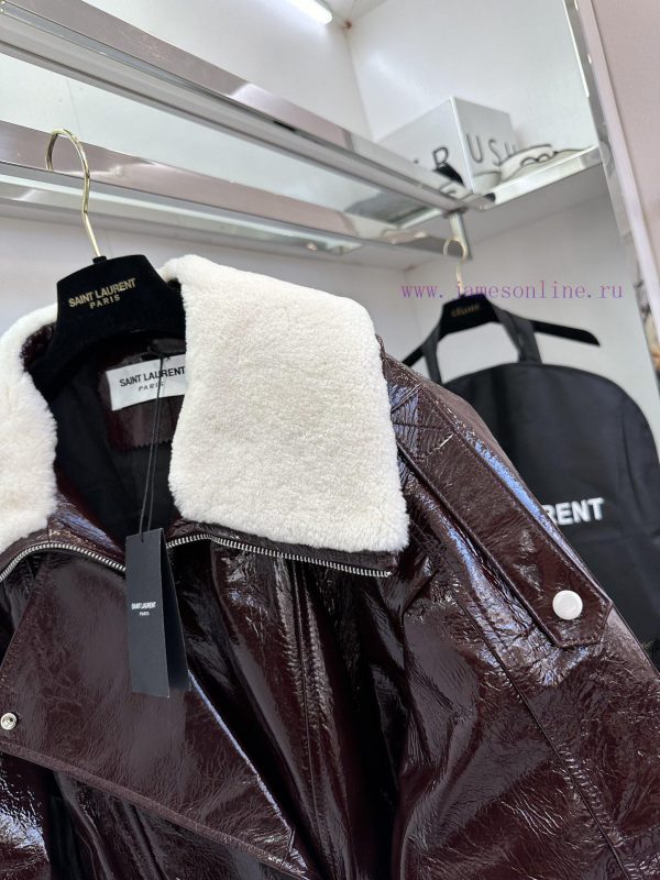 ━━━ ●YSL● ━━━━Beautiful slave fur integrated with imported lambskin and special lacquer leat 1iho1wpo - Image 6