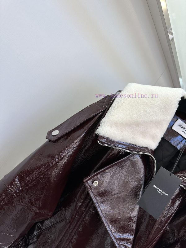 ━━━ ●YSL● ━━━━Beautiful slave fur integrated with imported lambskin and special lacquer leat 1iho1wpo - Image 7