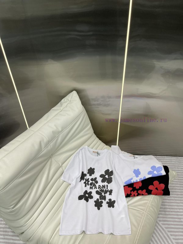 MAR * 25 Spring/Summer New Flower Letter Printed Short Sleeve T-shirt Imported Pure Cotton F n6ikfot6