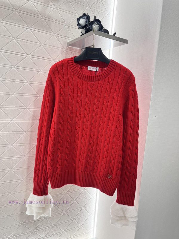 Valentino 2024 new product launchedFried Dough Twists knitting lace sleeve sweaterCustomized ewvyuf50