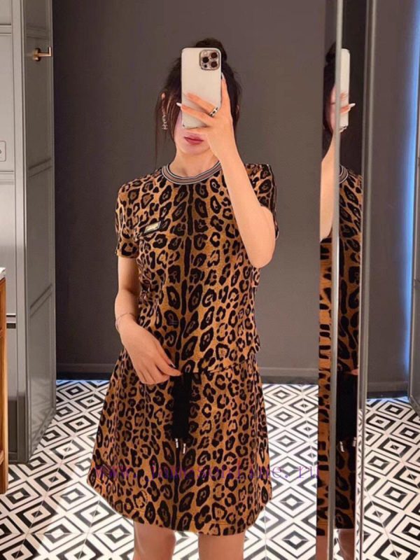 Set D&G/Dolce&Gabbana Women's Customized Logo Accessories Leopard Print Splicing Threaded Co qw7jnudl