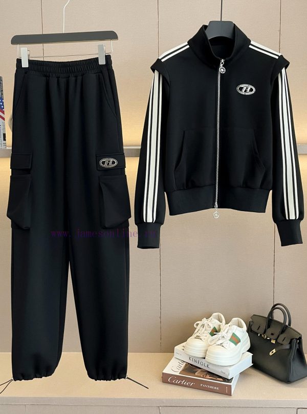 Spring and Autumn hoodie jacket long pants set cotton spandex polyester fiber 96.53.60.100 s djvri3pi - Image 8