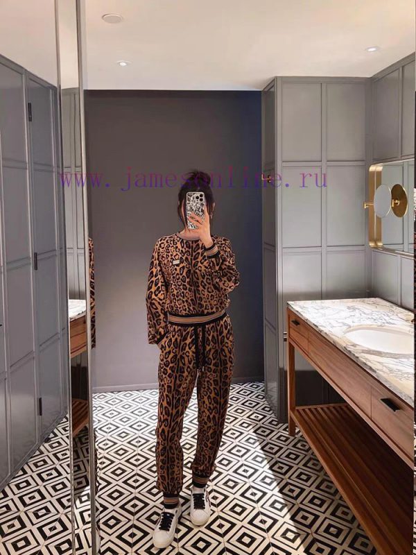Set D&G/Dolce&Gabbana Women's Customized Logo Accessories Leopard Print Splicing Threaded Co 6cs55rbi