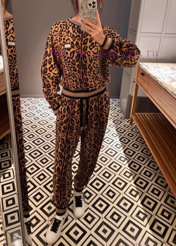 Set D&G/Dolce&Gabbana Women's Customized Logo Accessories Leopard Print Splicing Threaded Co 6cs55rbi - Image 5