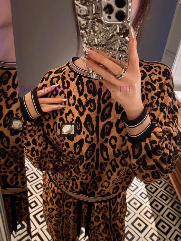 Set D&G/Dolce&Gabbana Women's Customized Logo Accessories Leopard Print Splicing Threaded Co 6cs55rbi - Image 7