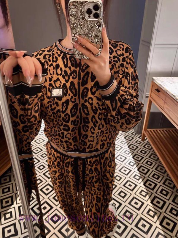 Set D&G/Dolce&Gabbana Women's Customized Logo Accessories Leopard Print Splicing Threaded Co 6cs55rbi - Image 8