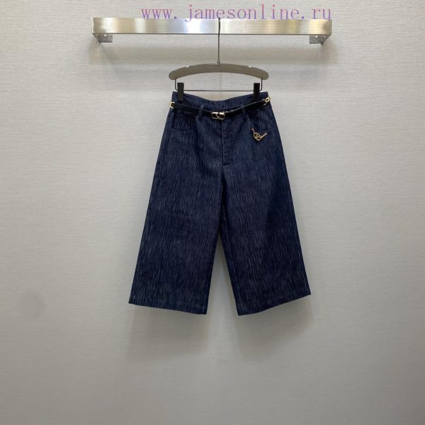 2025 Early Spring V Home Style High Waist Pocket Metal Chain Decorative Design 7-Minute Pant u2prksh6