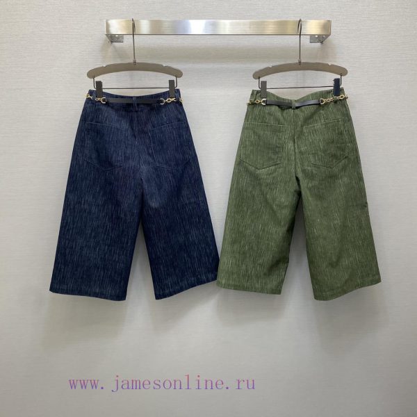 2025 Early Spring V Home Style High Waist Pocket Metal Chain Decorative Design 7-Minute Pant u2prksh6 - Image 4