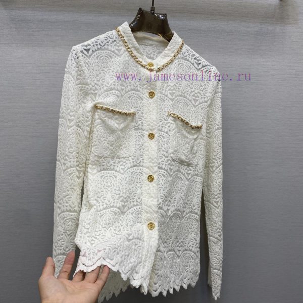 ️️ 2024 Autumn/Winter V Home Exquisite Stand up Collar Metal Chain Decorative Design Open To u9q7pi95 - Image 3