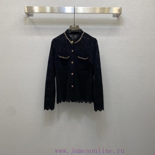 ️️ 2024 Autumn/Winter V Home Exquisite Stand up Collar Metal Chain Decorative Design Open To u9q7pi95 - Image 4