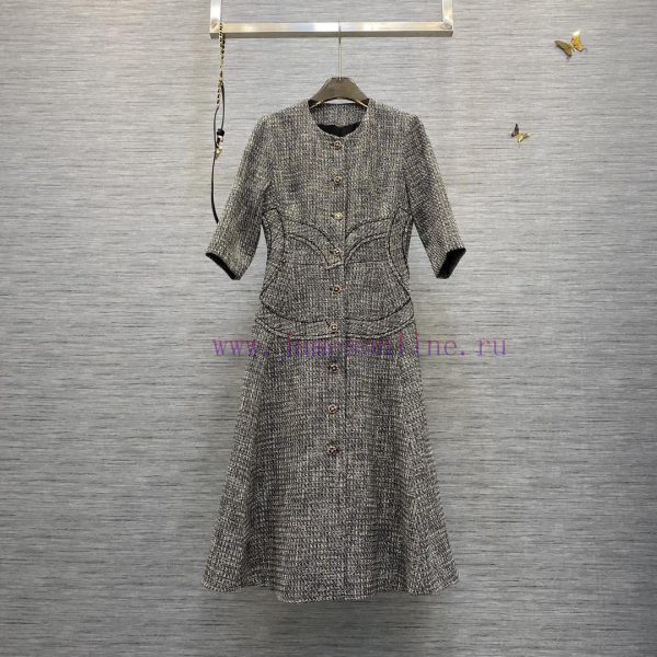 ️️ 2024 Autumn/Winter CC Home Exquisite Round Neck Waist Heavy Industry Bright Thread Design v4igq3h0