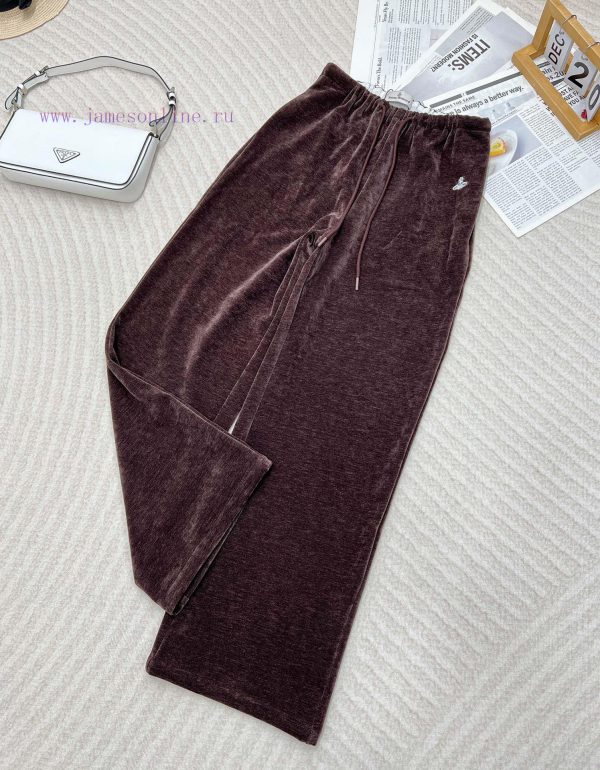 𝐕𝐢𝐯𝐢𝐚𝐧𝐞𝐰𝐬𝐭𝐰𝐨𝐝 Planet Embroidered Logo Velvet Sports Wide Leg PantsThis pair of pants is real k728p8rp