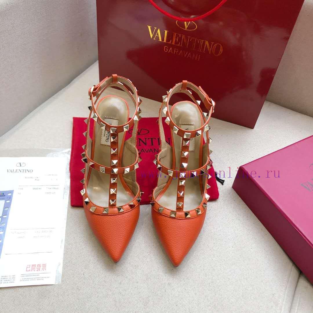 τετραγωνισμενα πεδιλα | Annual Supply Of Orange Lychee Patterned Leather Series With A Height Of 9.5cm+6.5cm Valentino of0d3tgv | νακ γυναικεια παπουτσια - Image 2