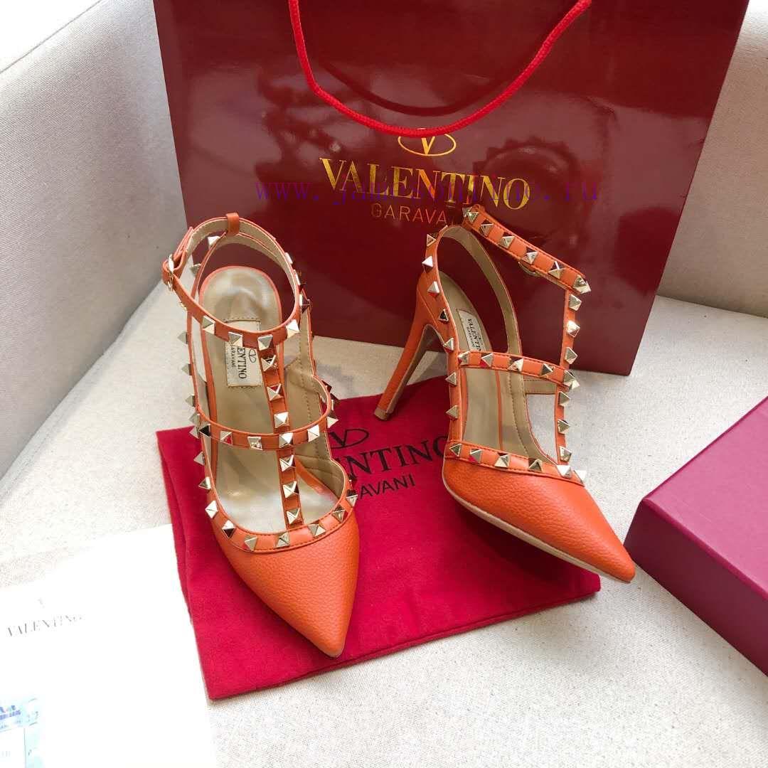 τετραγωνισμενα πεδιλα | Annual Supply Of Orange Lychee Patterned Leather Series With A Height Of 9.5cm+6.5cm Valentino of0d3tgv | νακ γυναικεια παπουτσια - Image 3