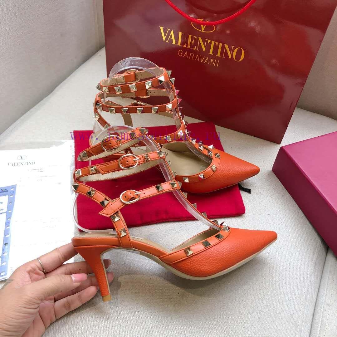 τετραγωνισμενα πεδιλα | Annual Supply Of Orange Lychee Patterned Leather Series With A Height Of 9.5cm+6.5cm Valentino of0d3tgv | νακ γυναικεια παπουτσια - Image 4