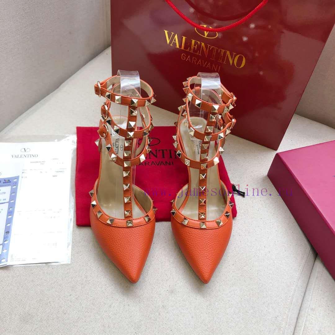 τετραγωνισμενα πεδιλα | Annual Supply Of Orange Lychee Patterned Leather Series With A Height Of 9.5cm+6.5cm Valentino of0d3tgv | νακ γυναικεια παπουτσια - Image 5