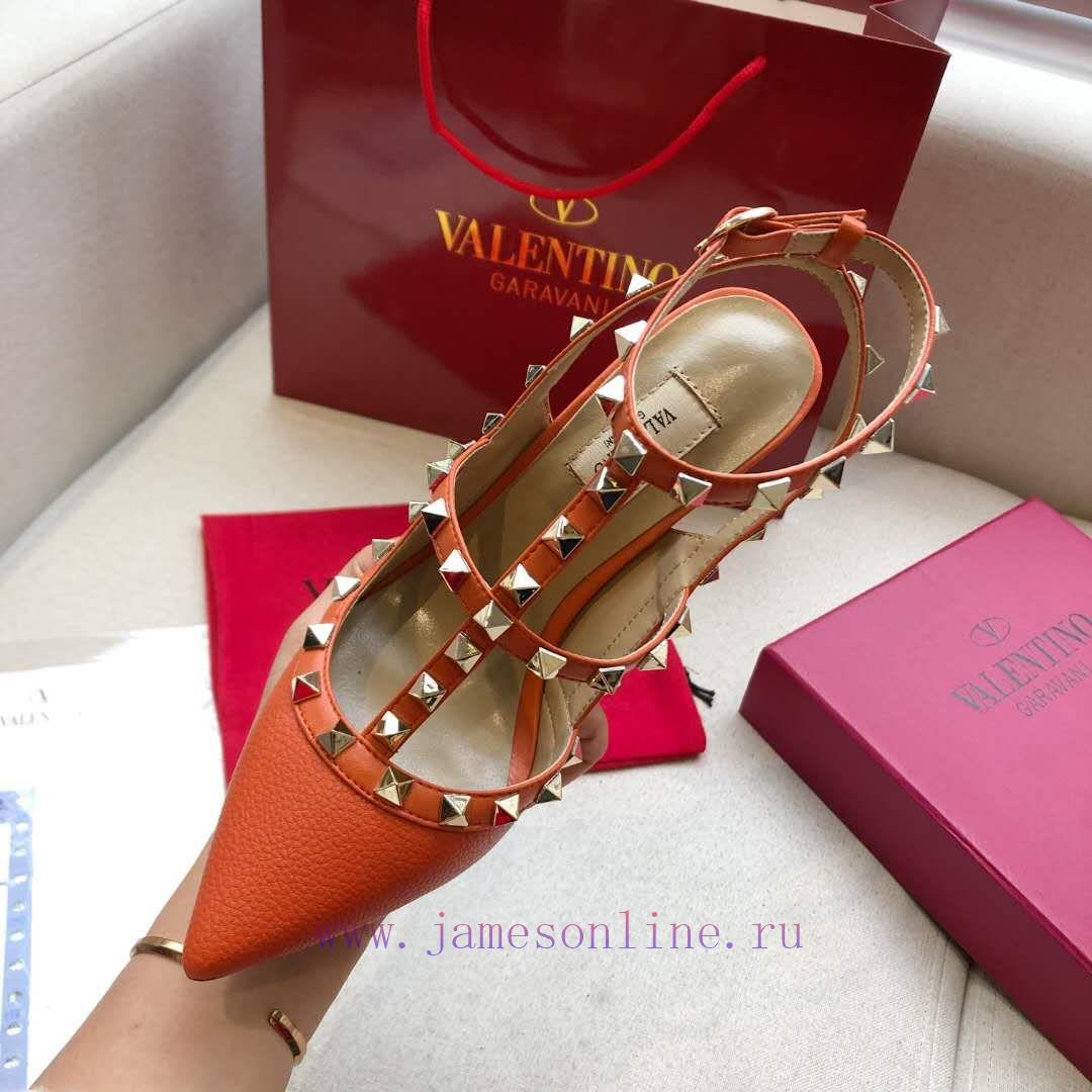 τετραγωνισμενα πεδιλα | Annual Supply Of Orange Lychee Patterned Leather Series With A Height Of 9.5cm+6.5cm Valentino of0d3tgv | νακ γυναικεια παπουτσια - Image 7