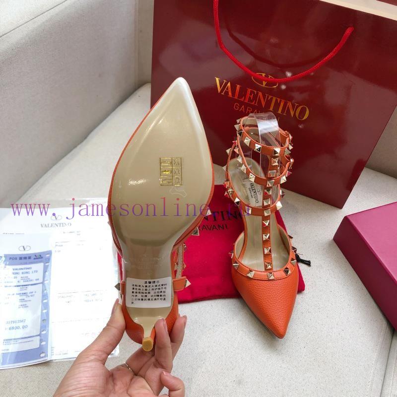 τετραγωνισμενα πεδιλα | Annual Supply Of Orange Lychee Patterned Leather Series With A Height Of 9.5cm+6.5cm Valentino of0d3tgv | νακ γυναικεια παπουτσια - Image 8