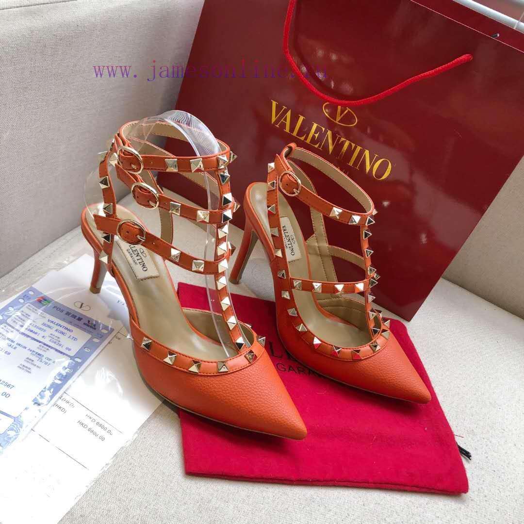 τετραγωνισμενα πεδιλα | Annual Supply Of Orange Lychee Patterned Leather Series With A Height Of 9.5cm+6.5cm Valentino of0d3tgv | νακ γυναικεια παπουτσια - Image 9