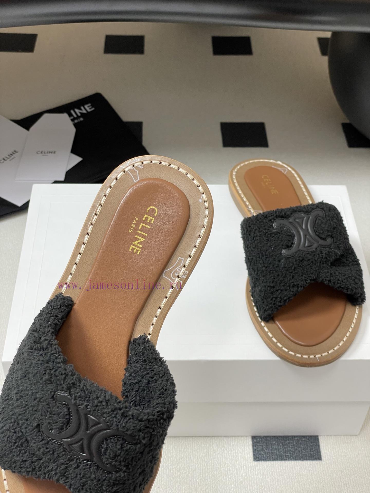 timberland καφε μποτακια | -Top Quality25ss Spring/Summer New CELINE LYMPIA Twisted Plush Slippers Triumphal Arch Plush Fa nb0k3fei | παντοφλες ον λαιν - Image 8